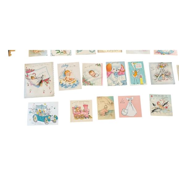 VTG Hallmark Baby Announcement Retro Card Stork Boy Girl Just Arrived USED - Picture 6 of 7